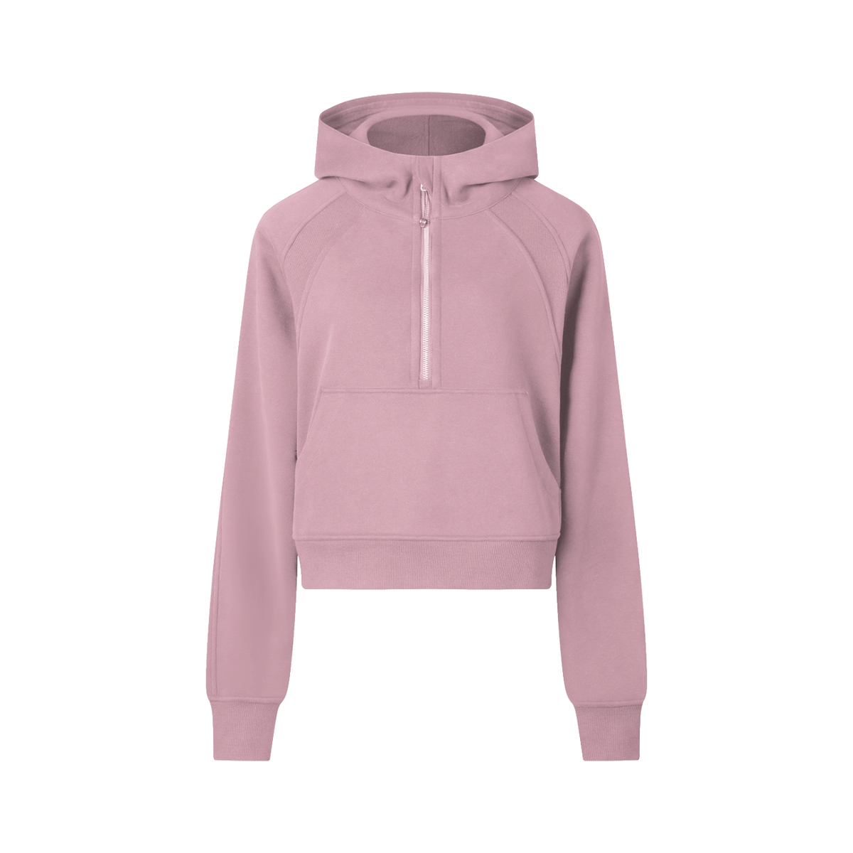 Cropped Half-Zip Hoodie in gray - front view