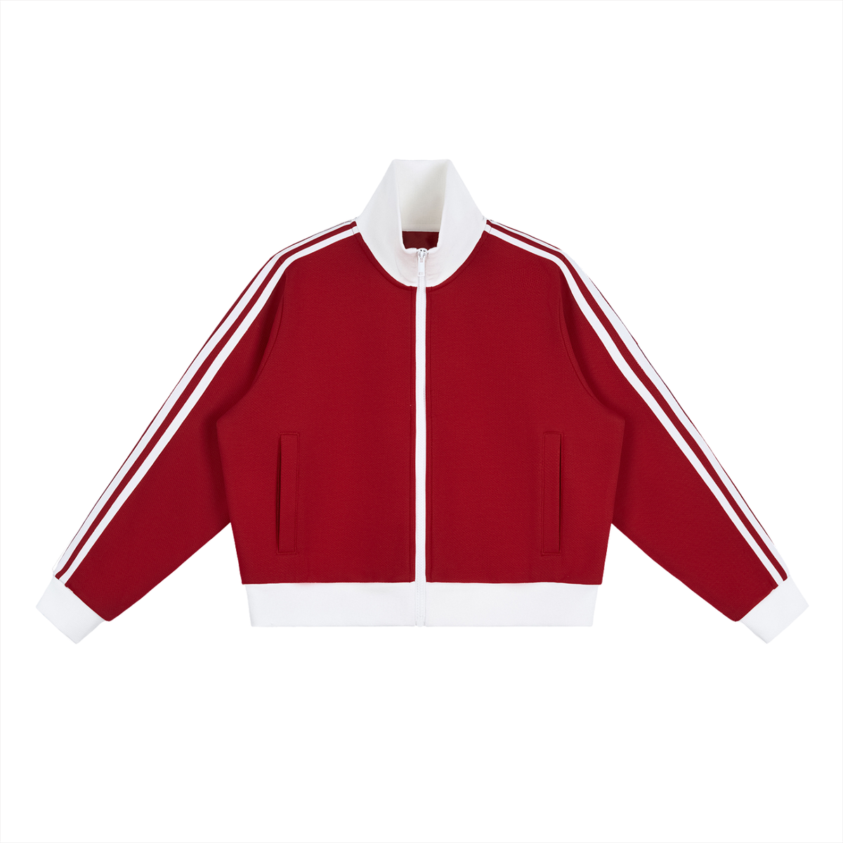 Contrast Side Stripe Fleece Cropped Track Jacket - Customisable