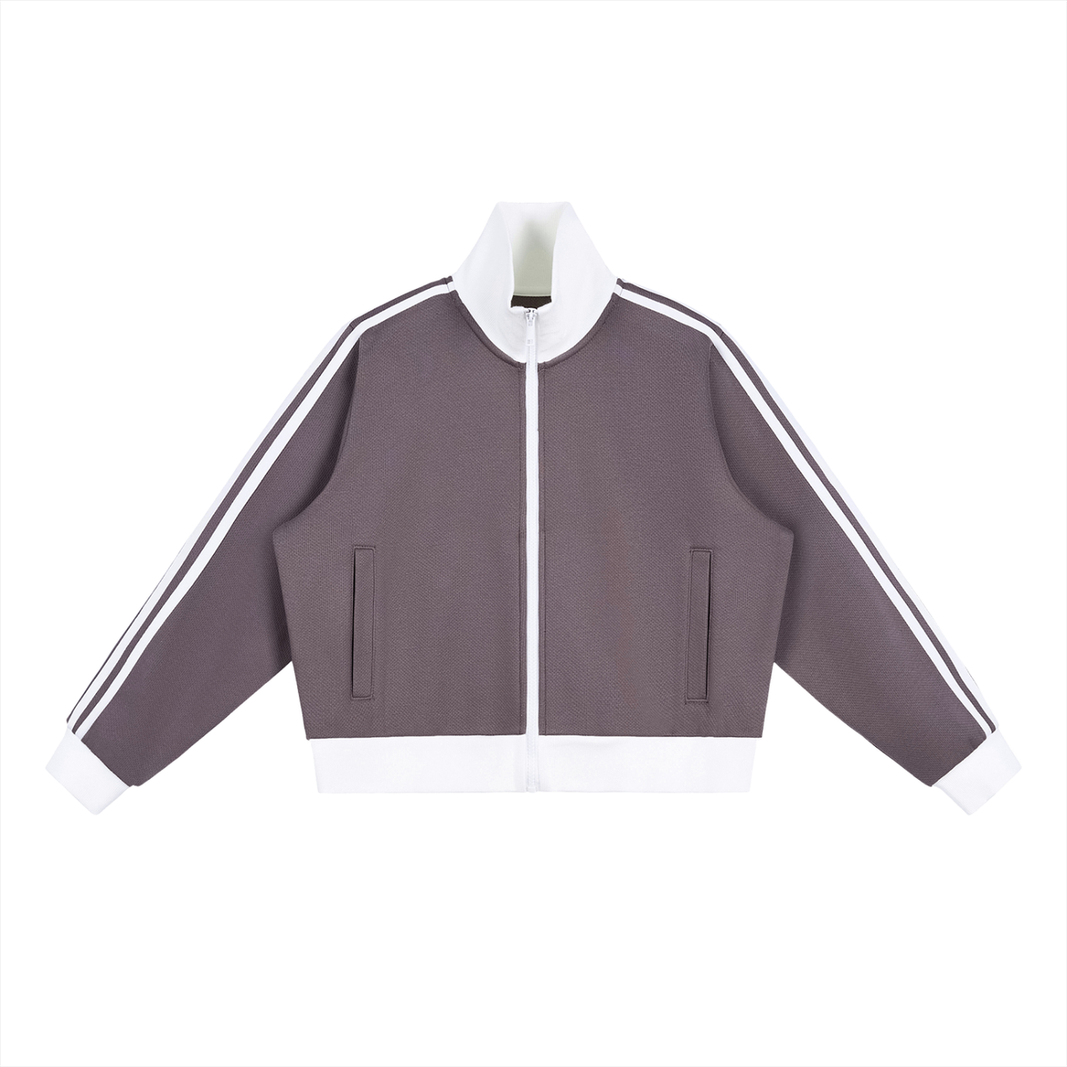 Contrast Side Stripe Fleece Cropped Track Jacket - Customisable