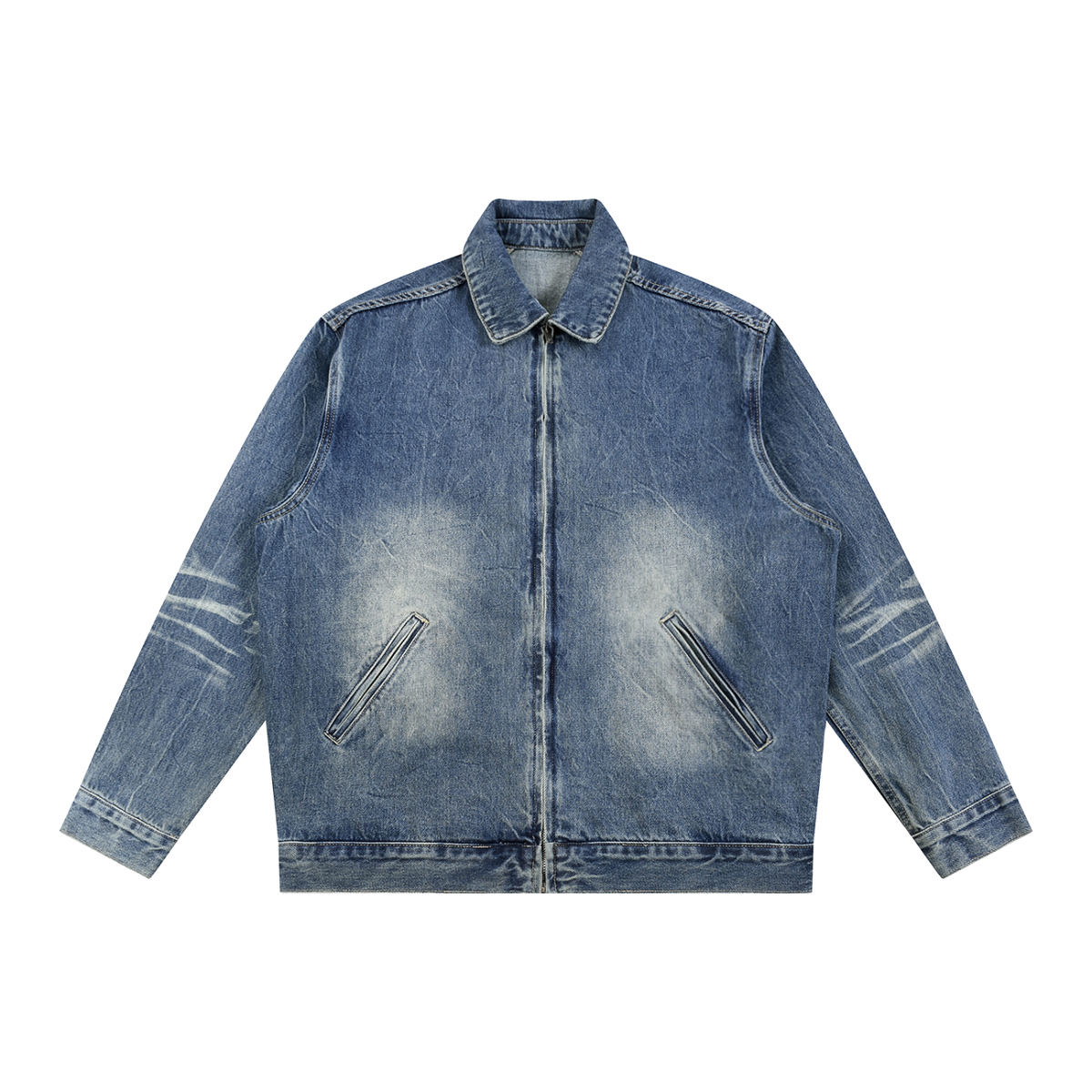 Vintage Wash Zip Up Denim Jacket – Customisable