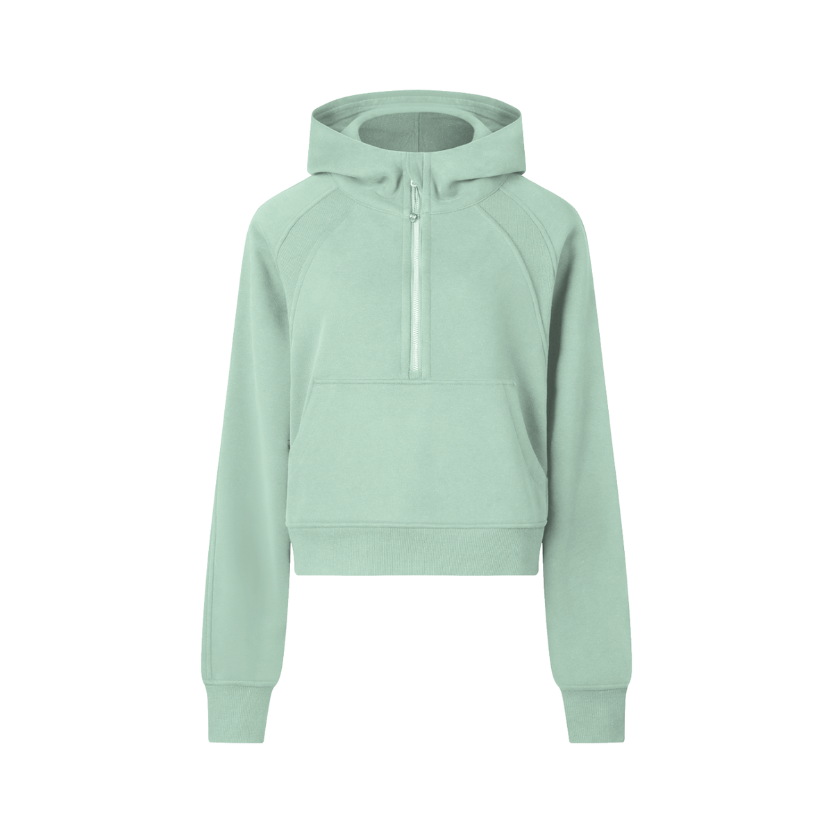 Cropped Half-Zip Hoodie hem detail close-up