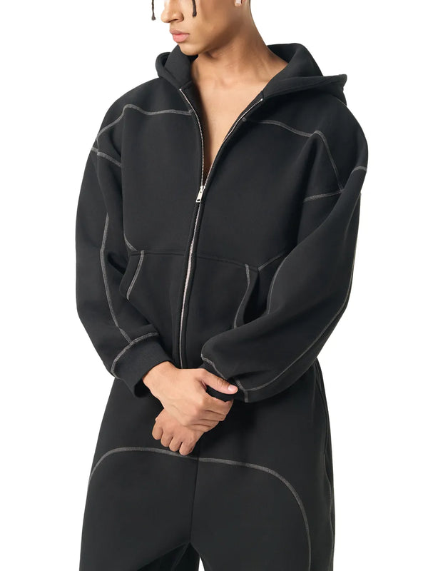Contrast-Stitched-Boxy-Fleece-Zip-Hoodie-grey-black-customisable