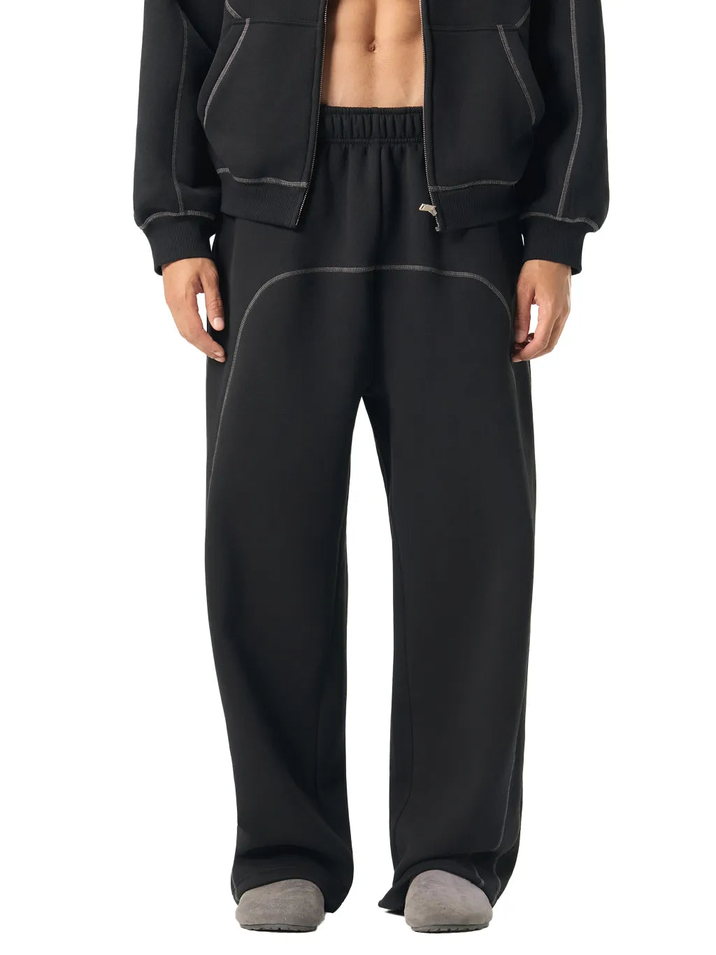 Contrast-Stitched-Fleece-Sweatpants-BLACK GRAY-GREY-CUSTOMISABLE