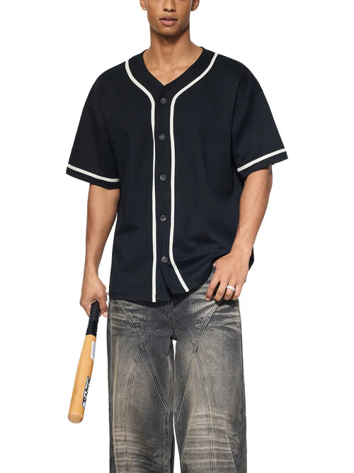 mens-womens-unisex-Contrast-Piped-Button-Up-Jersey-red-black-navy-white-cstomisable
