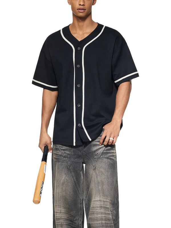 mens-womens-unisex-Contrast-Piped-Button-Up-Jersey-red-black-navy-white-cstomisable