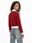 Contrast Side Stripe Fleece Cropped Track Jacket customisable design - back view