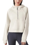Cropped Half-Zip Hoodie half-zip and hood detail