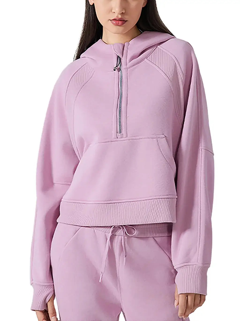 Cropped Half-Zip Hoodie worn with matching set