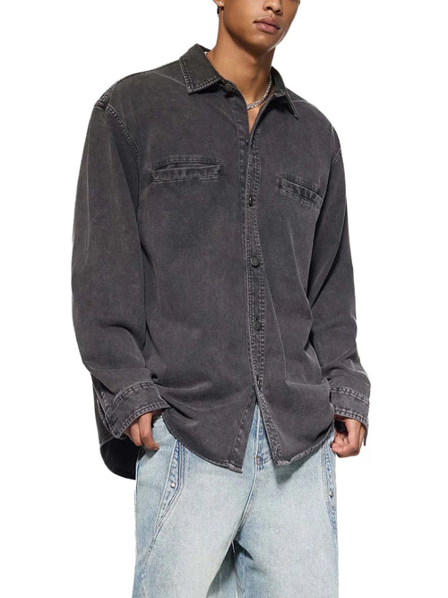 Denim-Vintage-Washed-Heavyweight-Jacket-mens-womens-unisex-shirt-button-shirt-black-bluegray