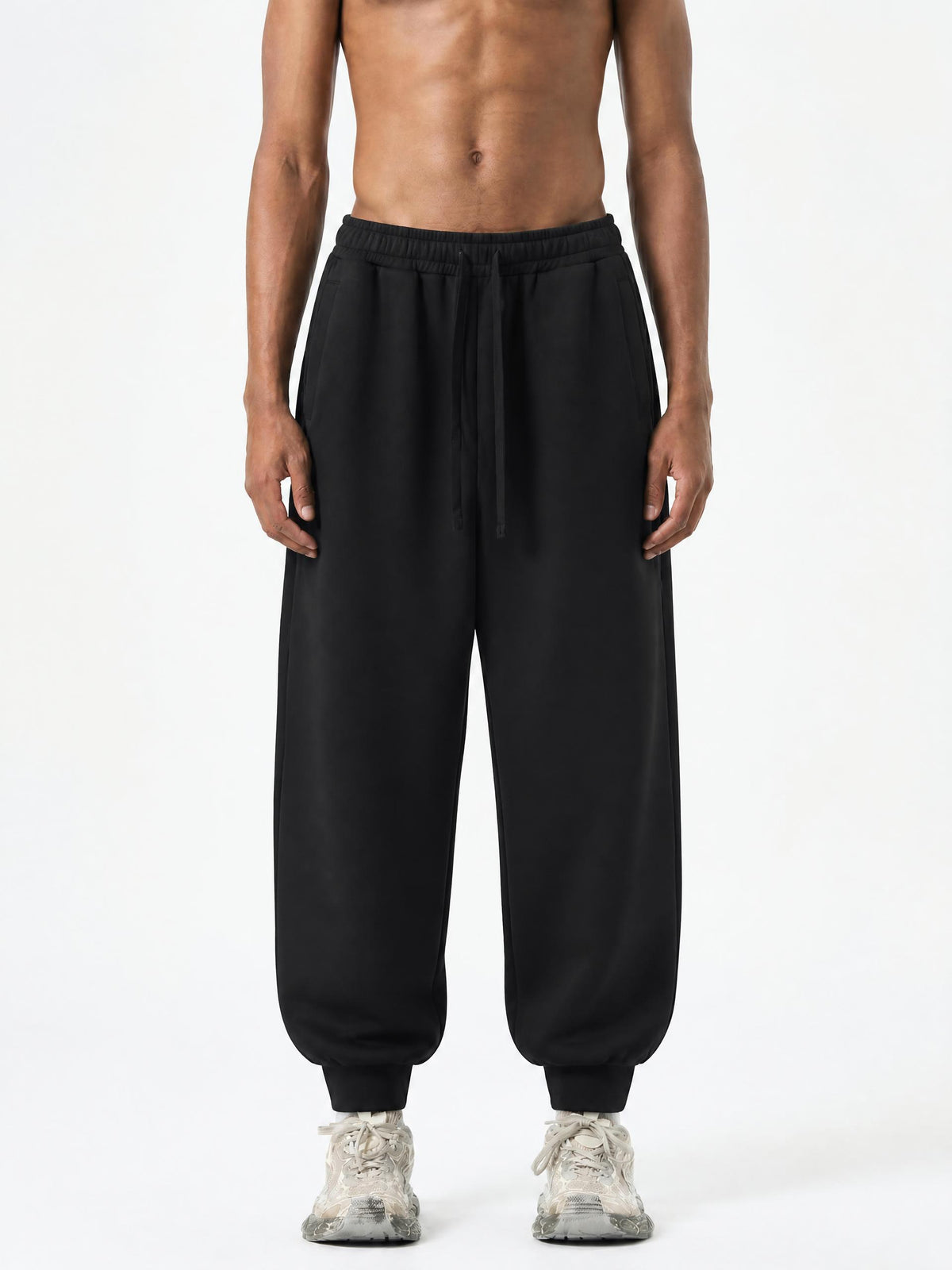 Essential-Drawstring-Jogged-Sweatpants-in-black-navy-womens-mens-unisex 