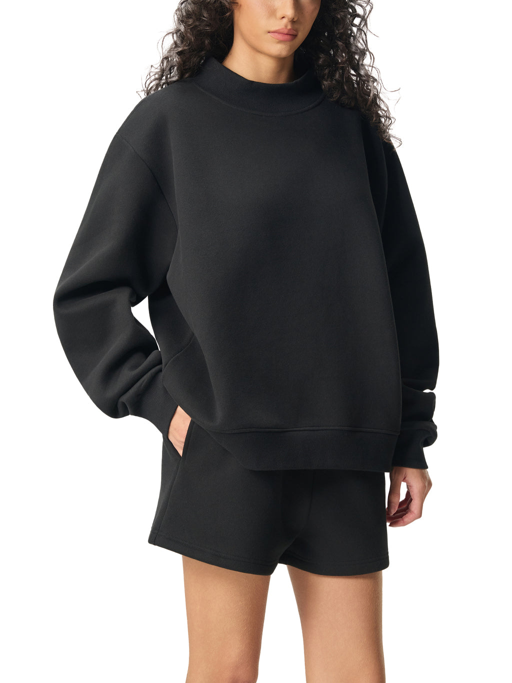 Essential Fleece Mock-Neck Crew Sweatshirt - Customisable
