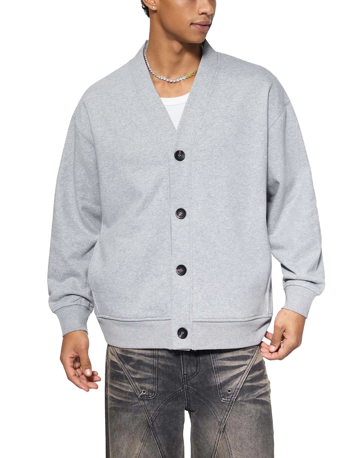 Essential-Heavyweight-Sweat-Cardigan-for-men-grey-black-customisable