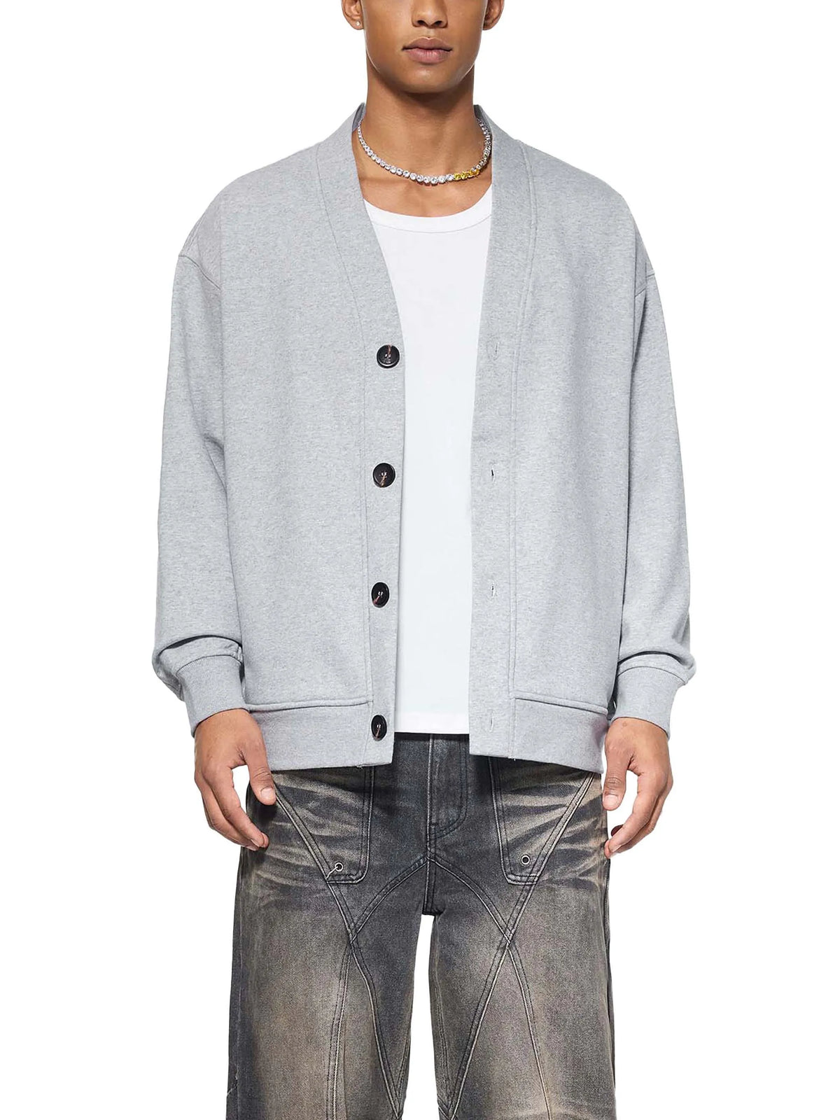 Essential-Heavyweight-Sweat-Cardigan-for-men-grey-black-customisable