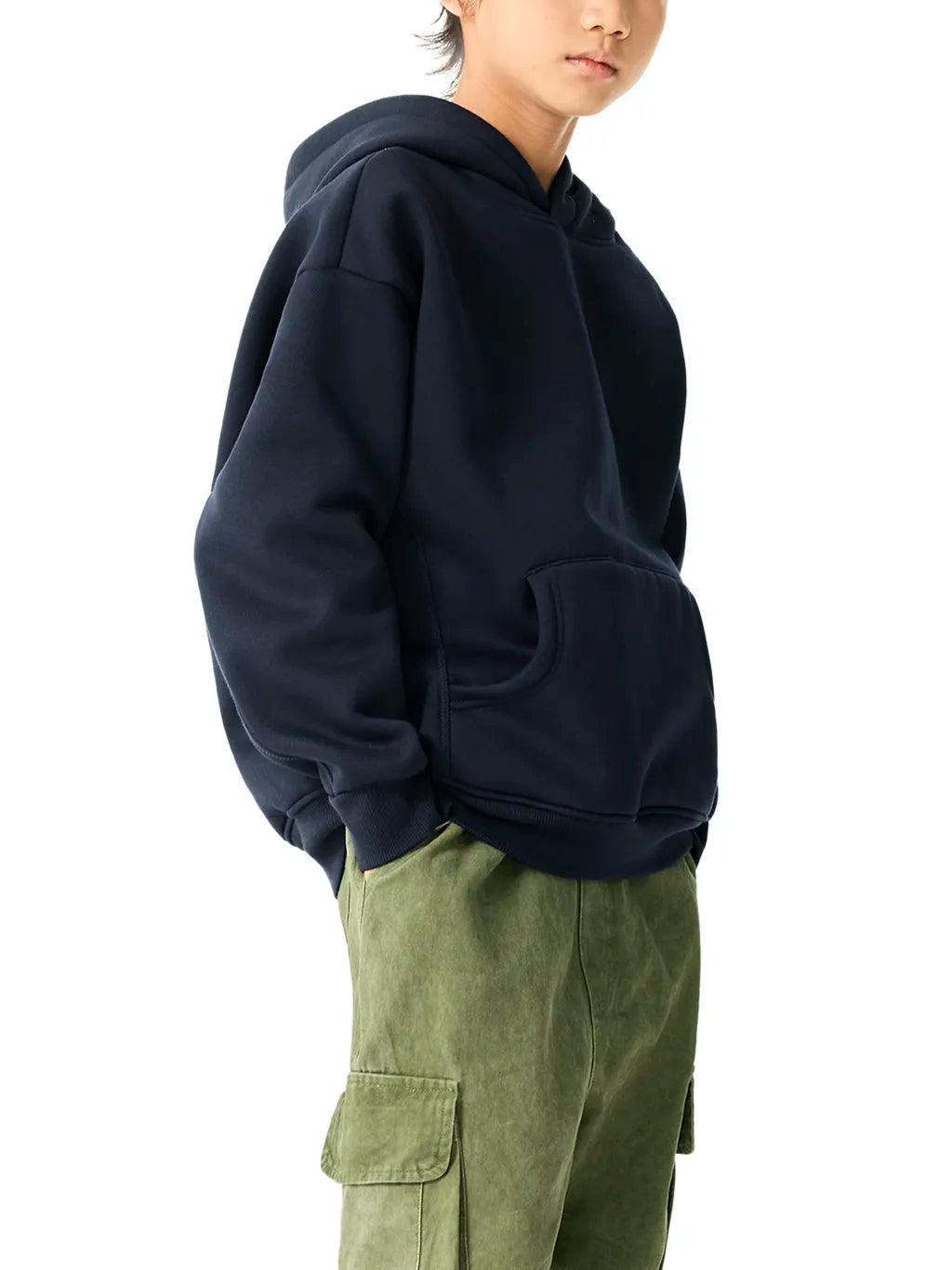 Essential-Kids-Fleece-Hoodie-in-red-black-navy-green-blue-customisable
