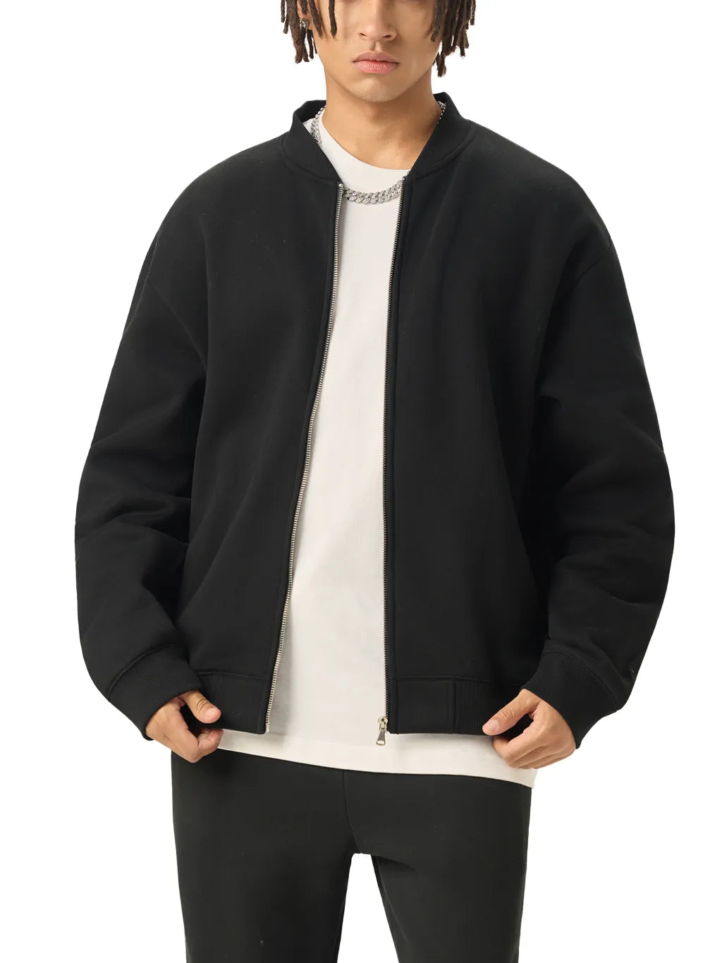 Essential-Zip-Up-Fleeced-Varsity-Jacket-mens-womens-unisex-black-navy-customisable