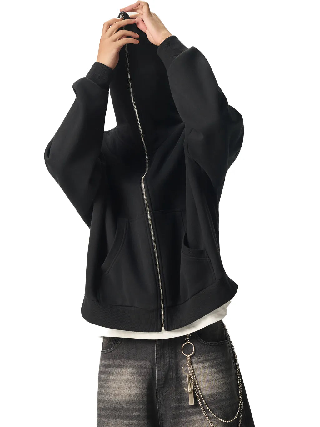 fleeced-full-zip-hoodie-in-black-grey-darkgrey-customisable