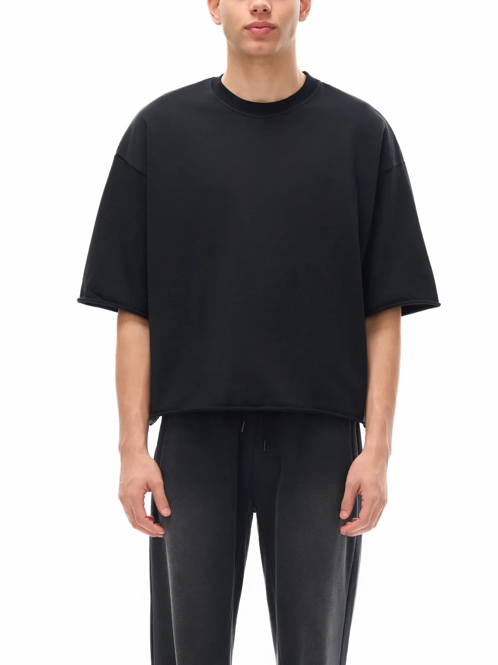 French-Terry-Raw-Edge-T-Shirt-mens-womens-unisex-black-white