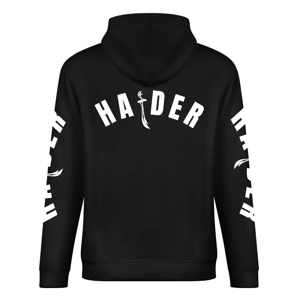 Men's Shia Islamic Hoodie - Haider English Text | Pure Cotton Streetwear