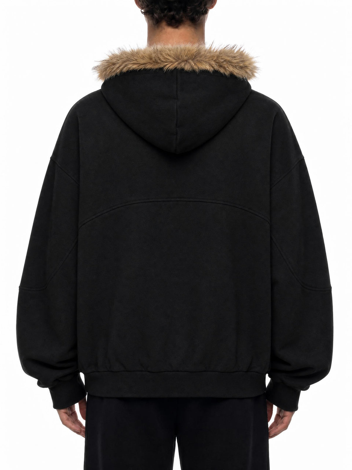 Sun Fade Boxy Detachable Fur Hoodie