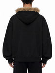 Sun Fade Boxy Detachable Fur Hoodie