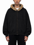 Sun Fade Boxy Detachable Fur Hoodie