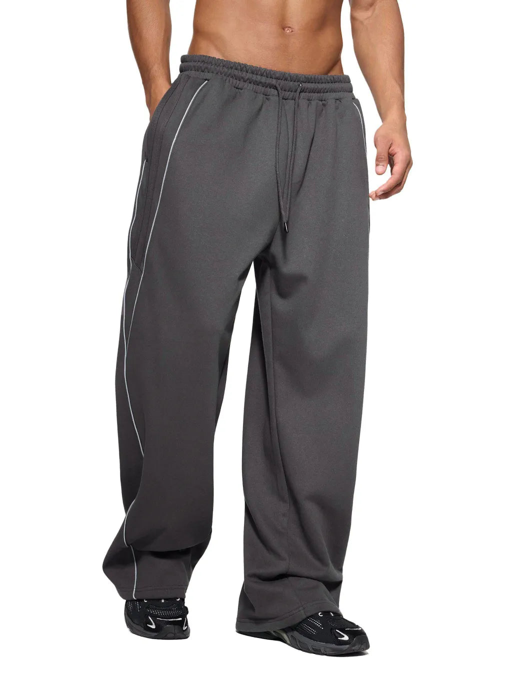 Reflection-Striped-Straight-Leg-sweatpants-mens-womens-gray-black-pant-tracksuit-gym-clothing