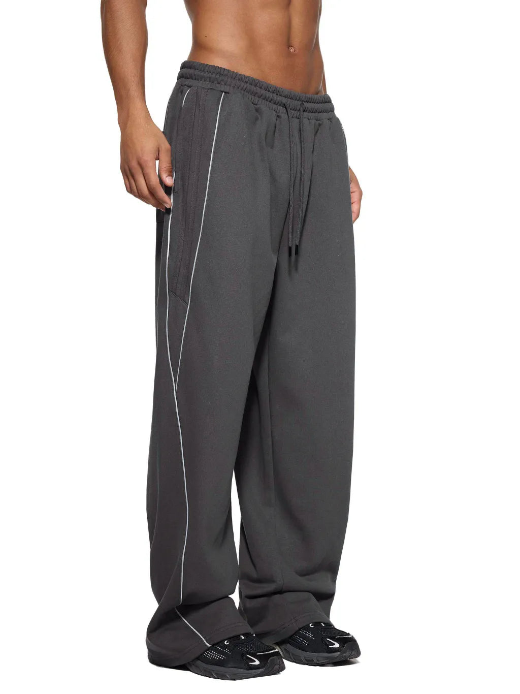 Reflection-Striped-Straight-Leg-sweatpants-mens-womens-gray-black-pant-tracksuit-gym-clothing