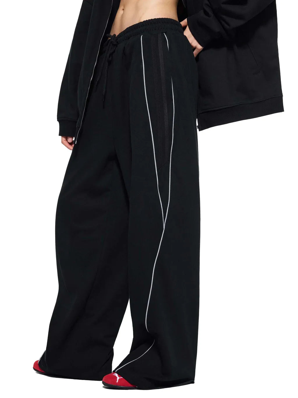 Reflection-Striped-Straight-Leg-sweatpants-mens-womens-gray-black-pant-tracksuit-gym-clothing