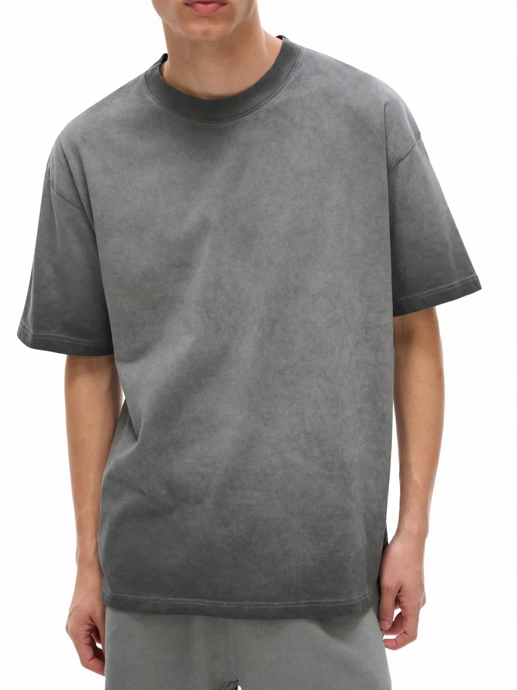 mens-womens-unisex-black-gray-white-Reverse-Dyed-Loose-Cotton-T-Shirt 
