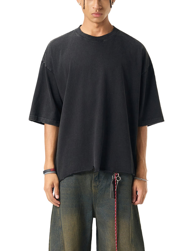 mens-womens-unisex-snow-Wash-Raw-Hem-Boxy-T-shirt-in-grayblack-white-thick-100%-cotton-customisable-oversized 