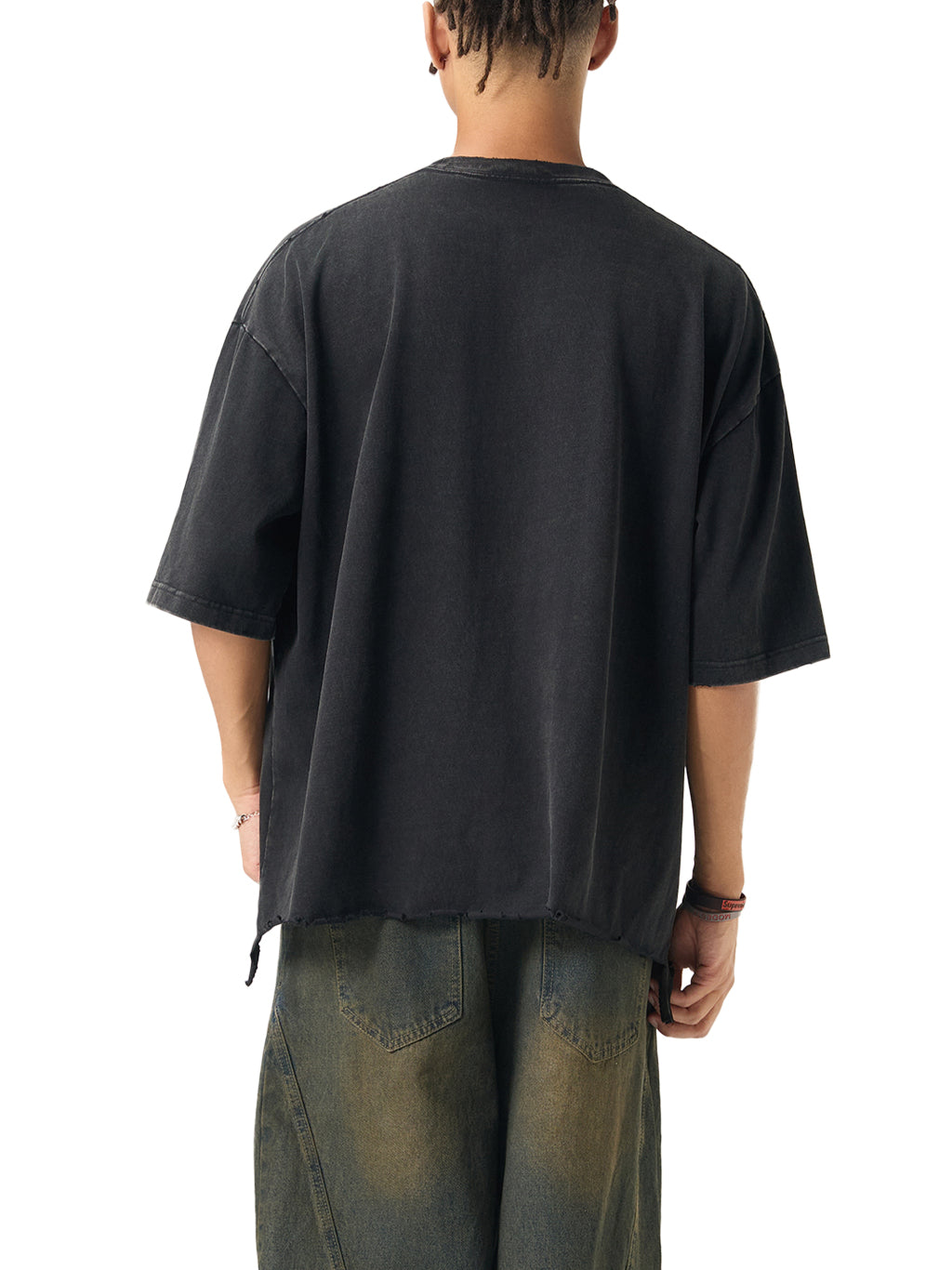 mens-womens-unisex-snow-Wash-Raw-Hem-Boxy-T-shirt-in-grayblack-white-thick-100%-cotton-customisable-oversized 