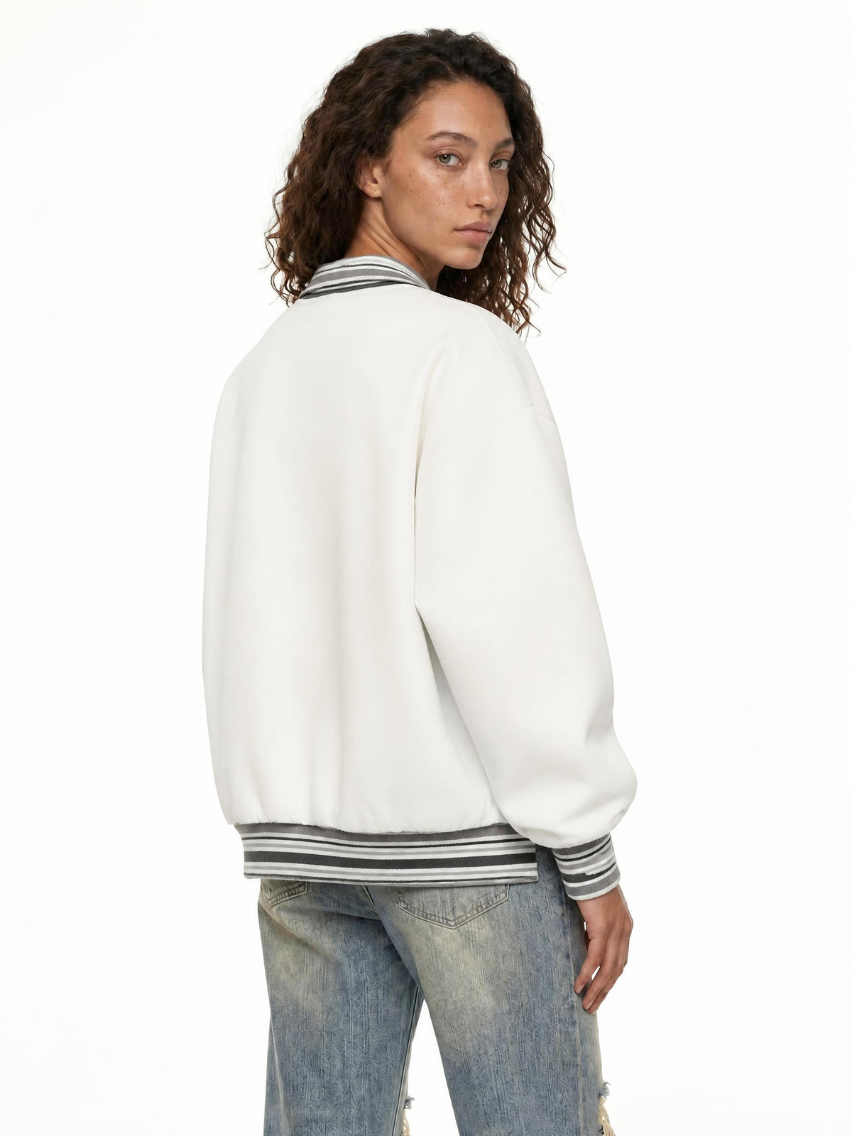 Striped-Rib-Collar-Zip-Jacket-mens-womens-gymwear-gym-clothing-white-customisable
