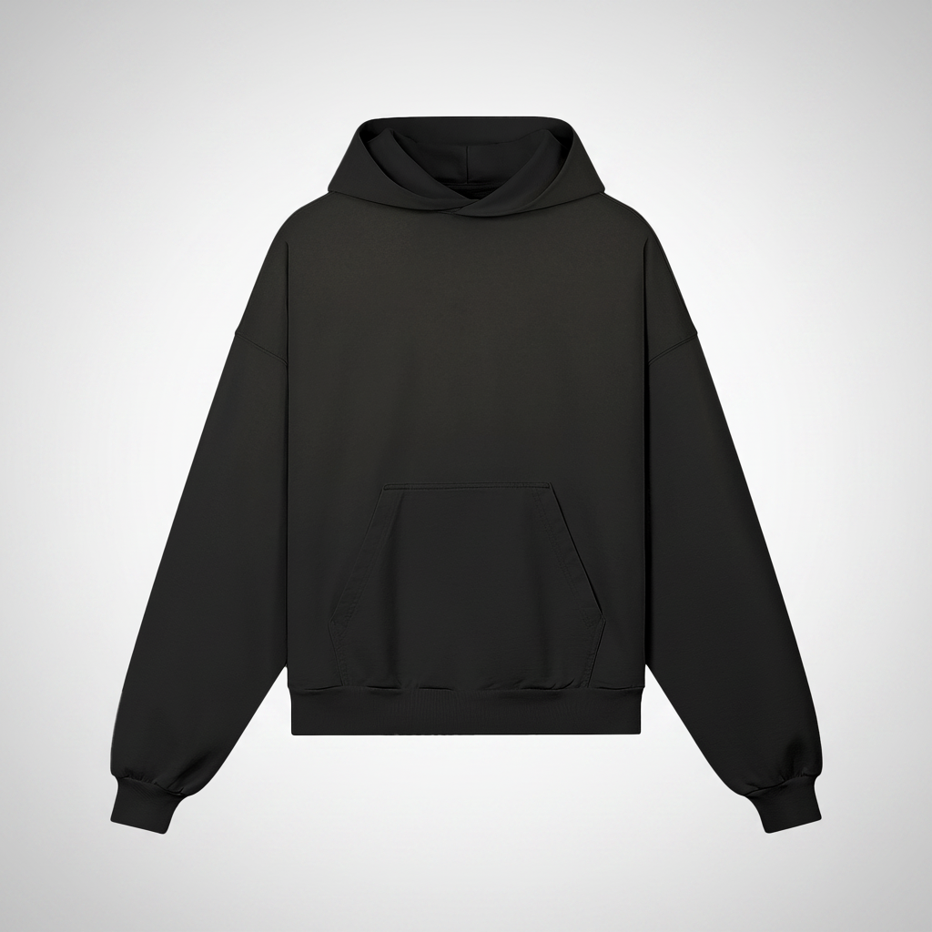 Unisex 380GSM Boxy Sun Faded Hoodie - Pure 100% Cotton in black and white