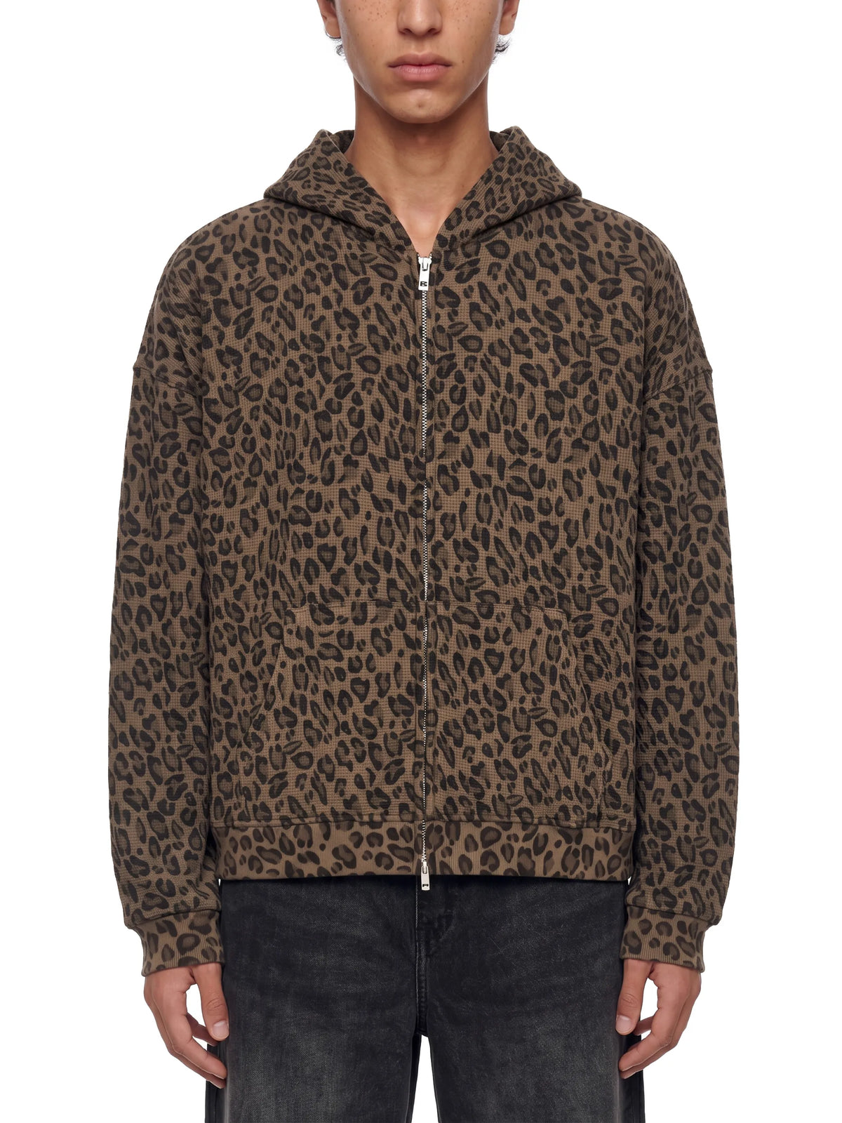 Unisex-Leopard-Print-Waffle-Full-Zip-Hoodie-mens-womens-unisex-sports-jacket-coat-customisable-gray-lack-brown-white