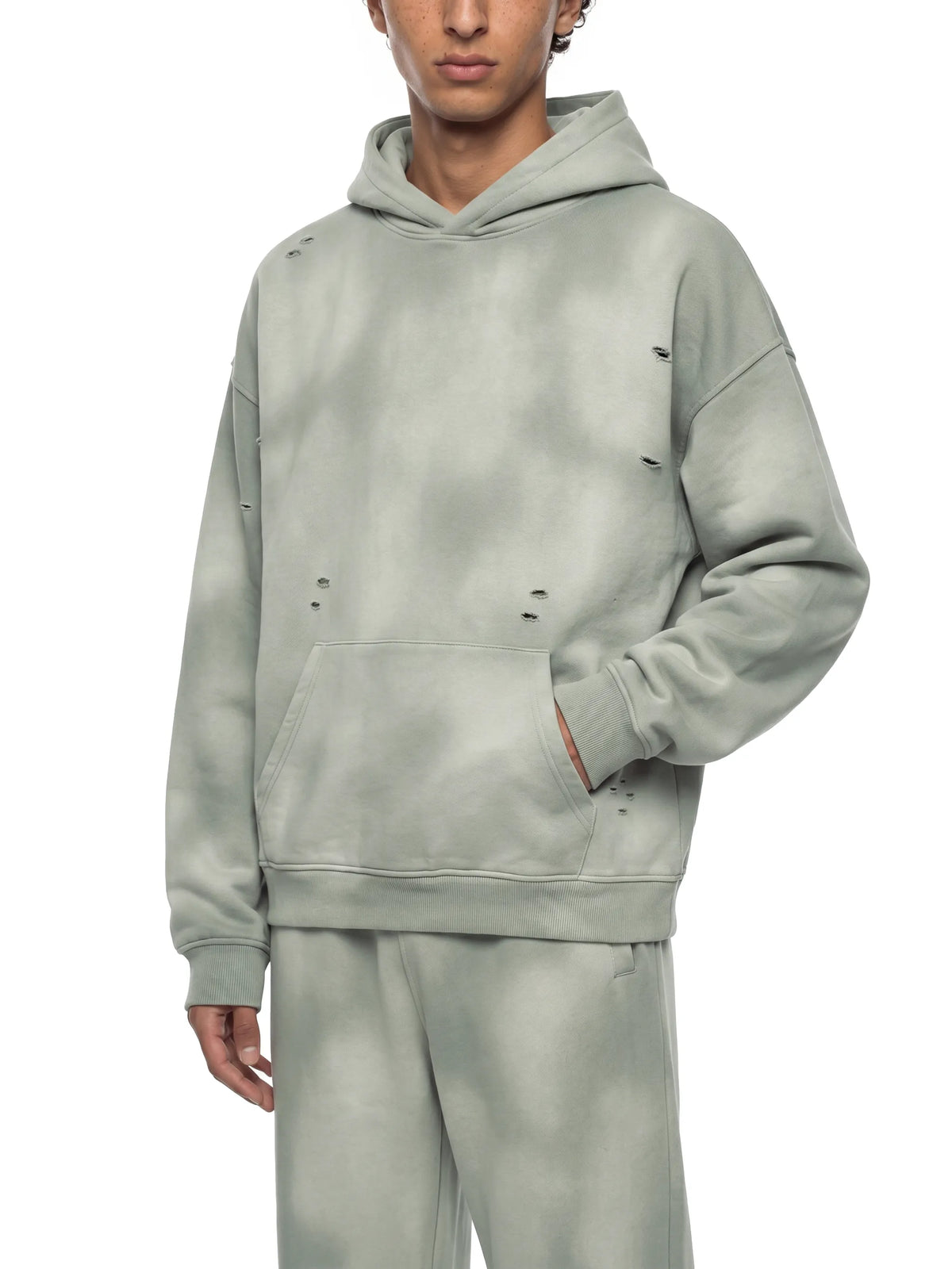 Unisex-Sunfade-Frayed-Fleece-Hoodie-in-green-black-blue-white-brown-coffee-customisable