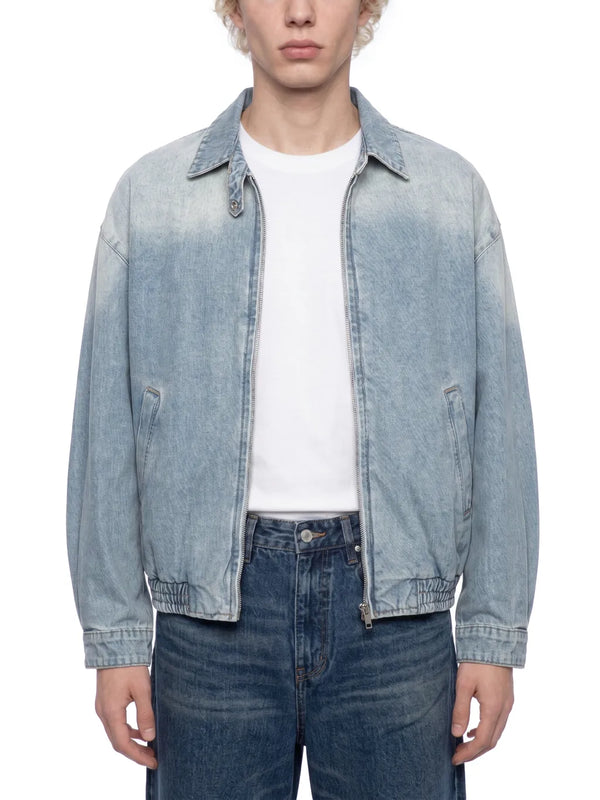 Unisex-Vintage-Wash-Full-Zip-Denim-Jacket-mens-womens-navy-blue-black-white-customisable