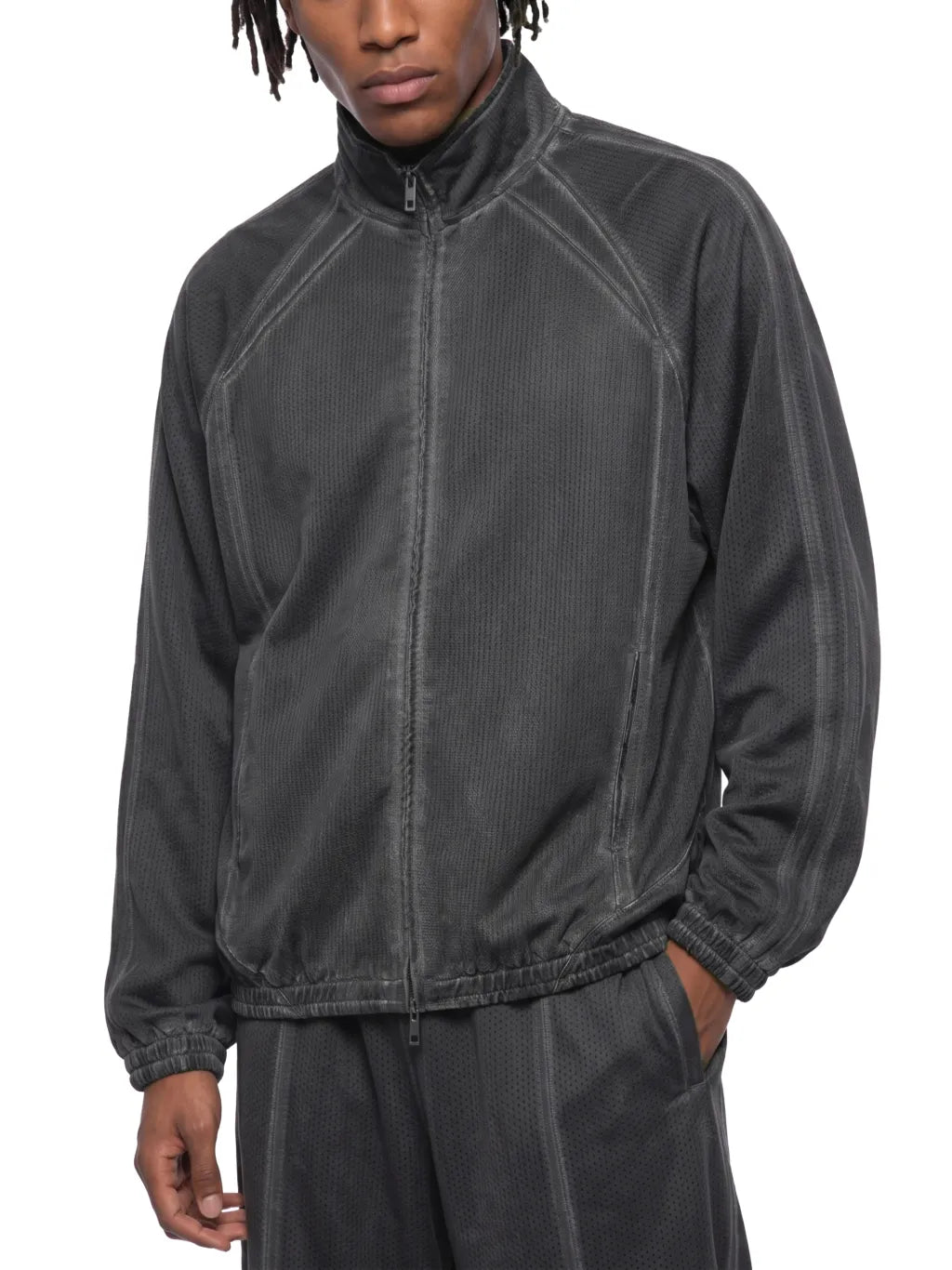 Unisex-Vintage-Wash-Full-Zip-Mesh-Jacket-mens-womens-tracksuit-set-gymwear-blak-gray-customisable