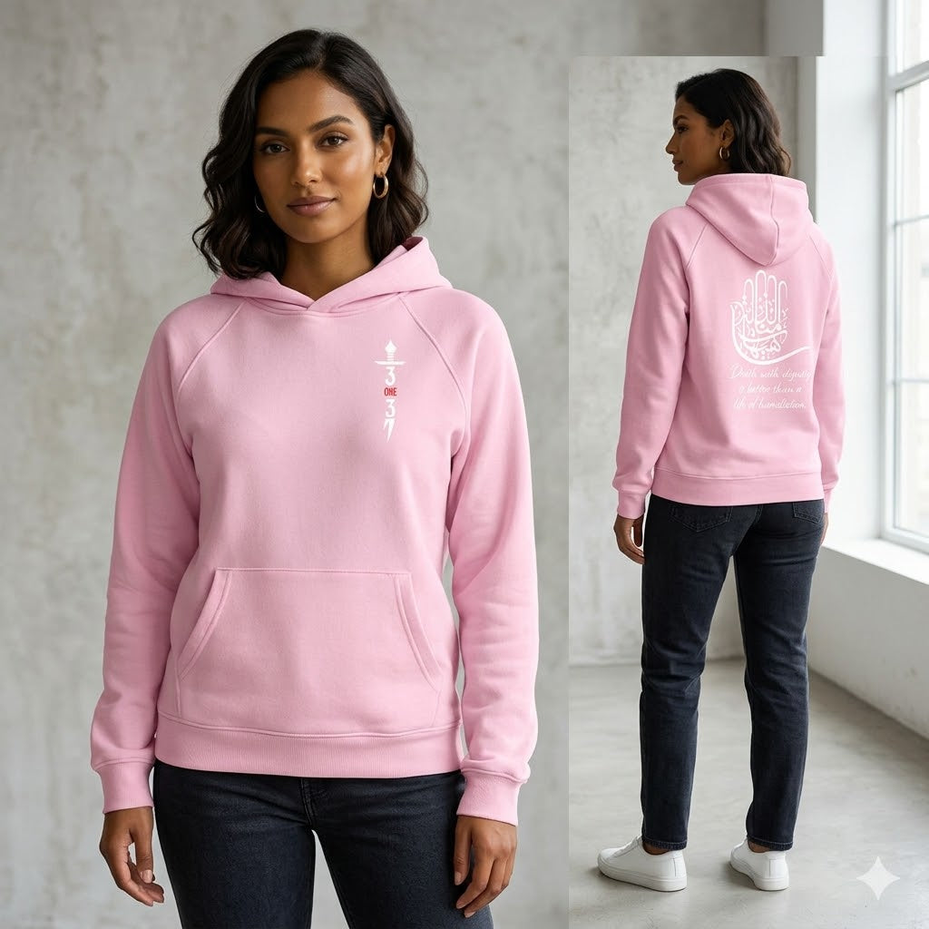 Unisex brushfleeced heavyweight hoodie with 313 death with dignity quote 