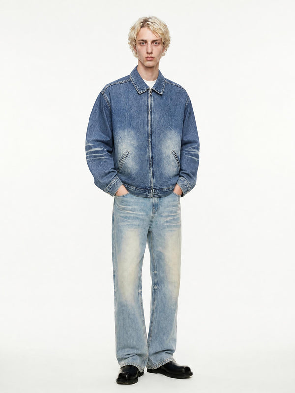 Vintage Wash Zip Up Denim Jacket – Customisable