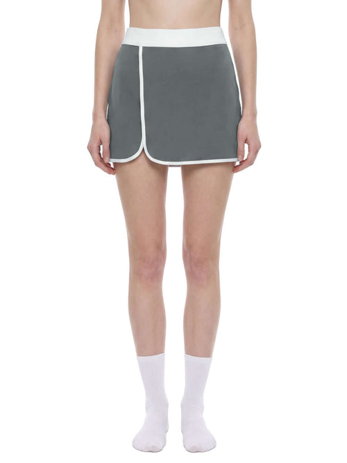 Color Block A-Line Skirt featuring a stylish design with a grey color and white accents for customizable women's fashion.