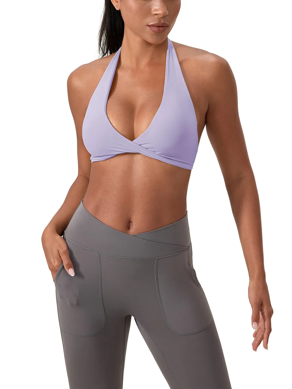 Women's-Pleated-Halter-Sports-Bra-gymbra-gymwear-purple-black-gray-white-customisable
