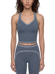 Topstitching Yoga Tank Top – Customisable Activewear, showcasing a stylish gray fitness tank top.