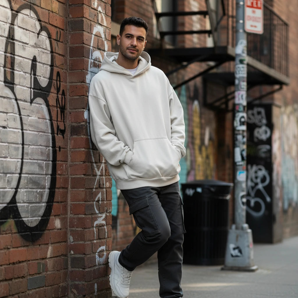 Unisex 380GSM Sun Faded Ripped Pocket Hoodie -  Pure Cotton