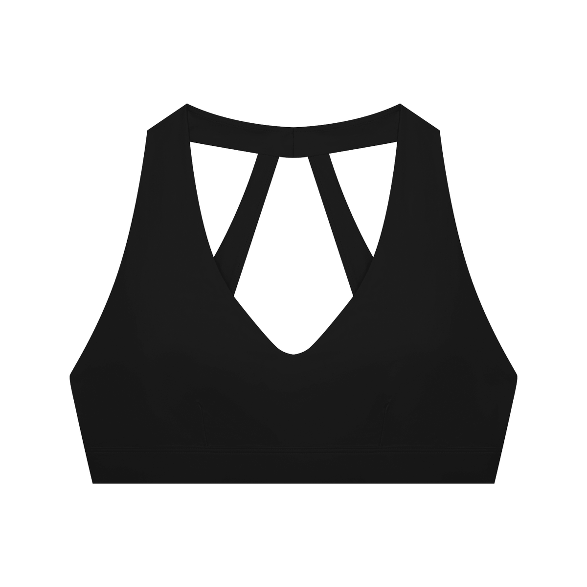 Halter Cropped Sports Bra in black color with a stylish crisscross back for customizable support.