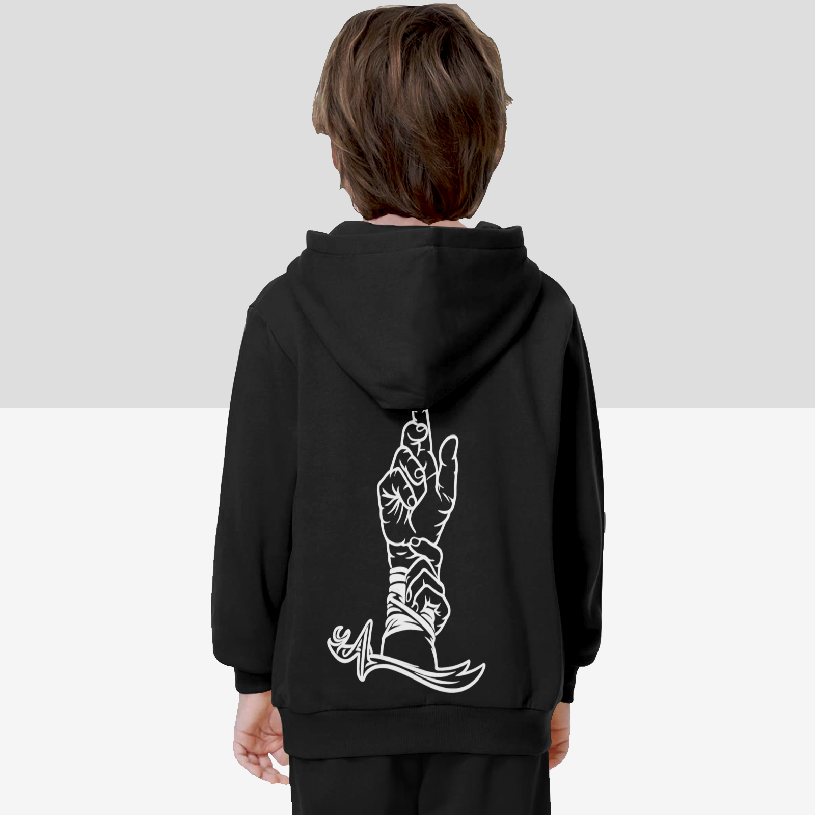 boys-hoodie-with-man-kunto-mawla-zulfiqar-print in-black-white-yellow-grey-blue-lightblue-personalised
