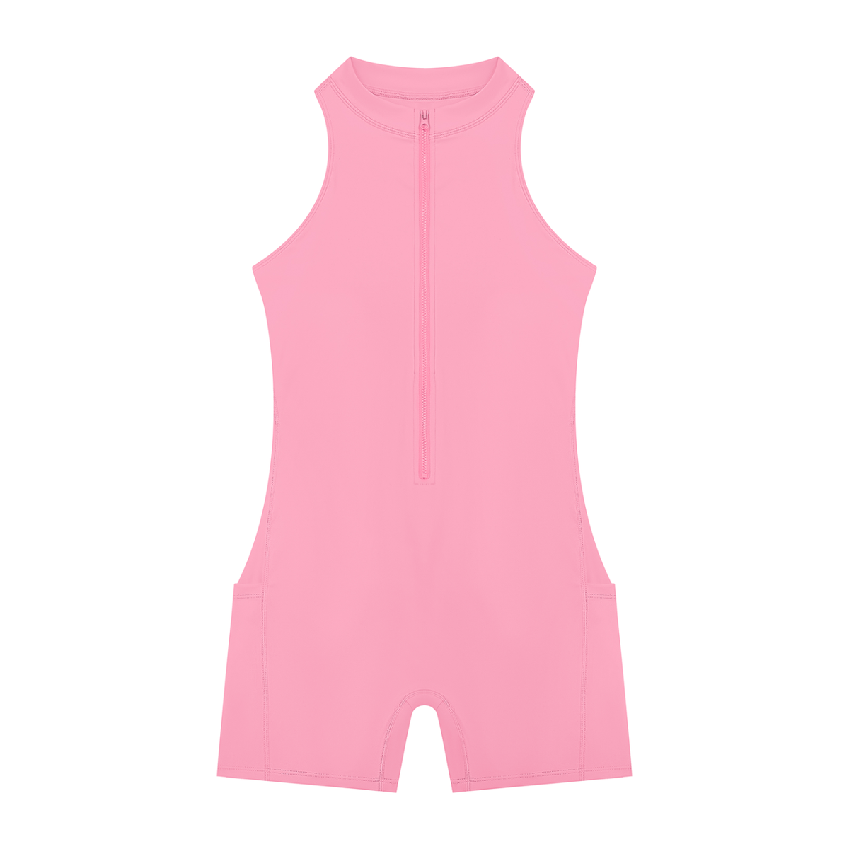 Quarter-Zip Yoga Romper zip detail close-up