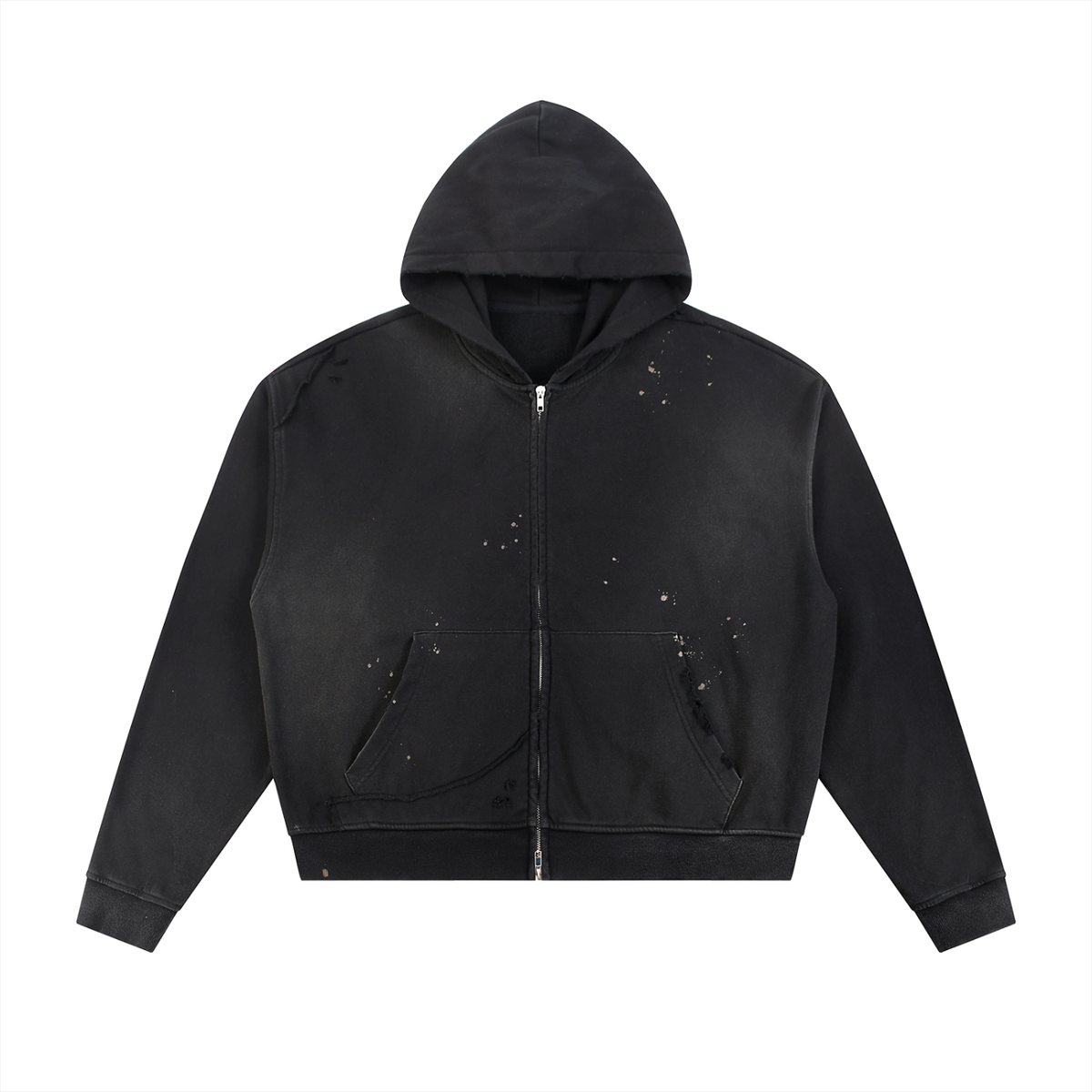 Sun Fade Frayed Raw Edge Fleece Zip Hoodie -  Customisable