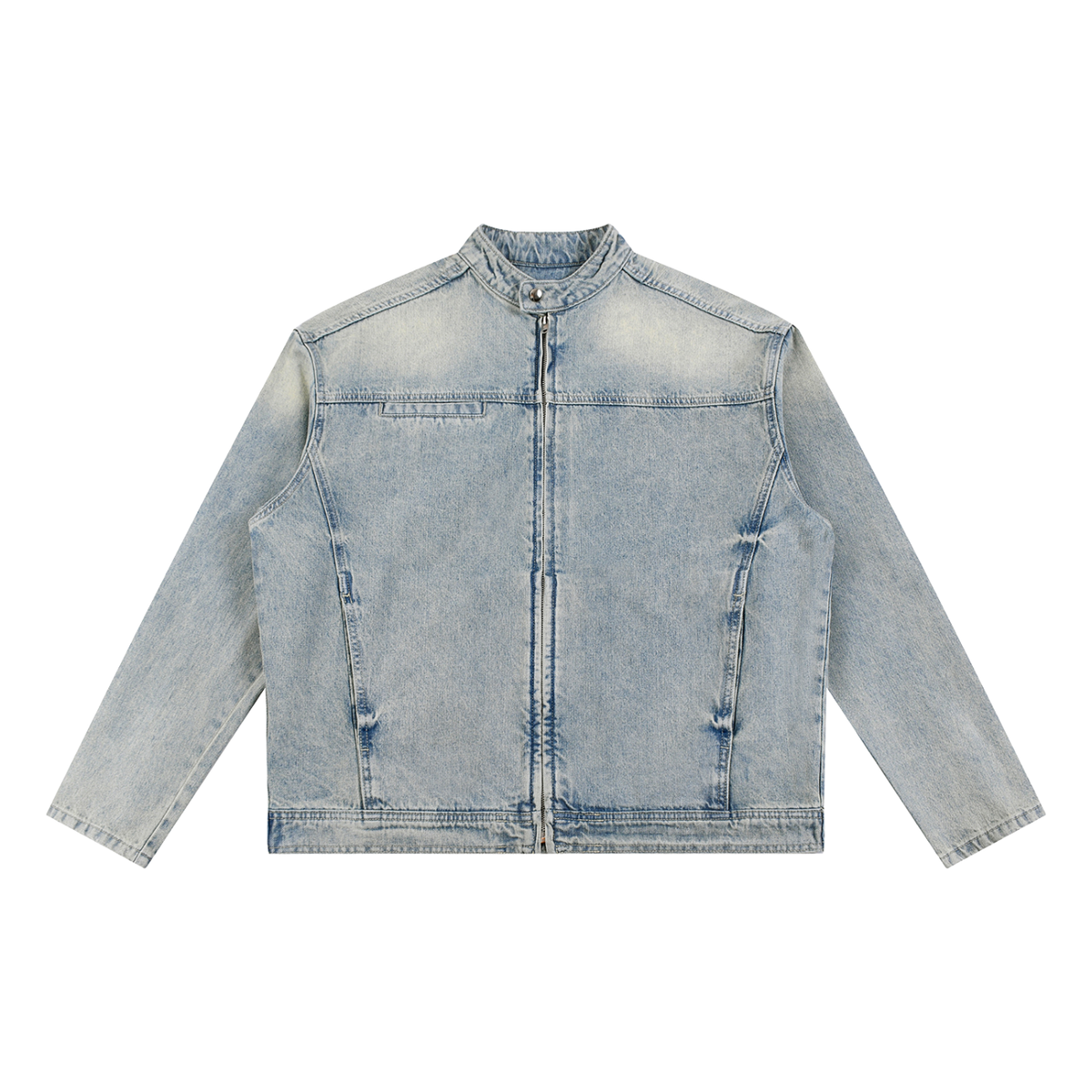 Vintage Unisex Wash Zip Denim Jacket – Customisable