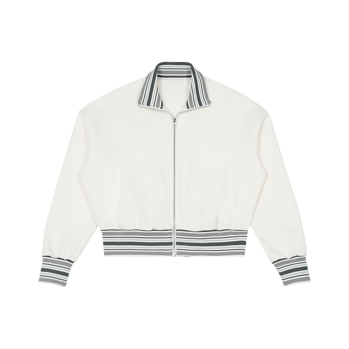 Striped Rib Collar Zip Jacket – Customisable
