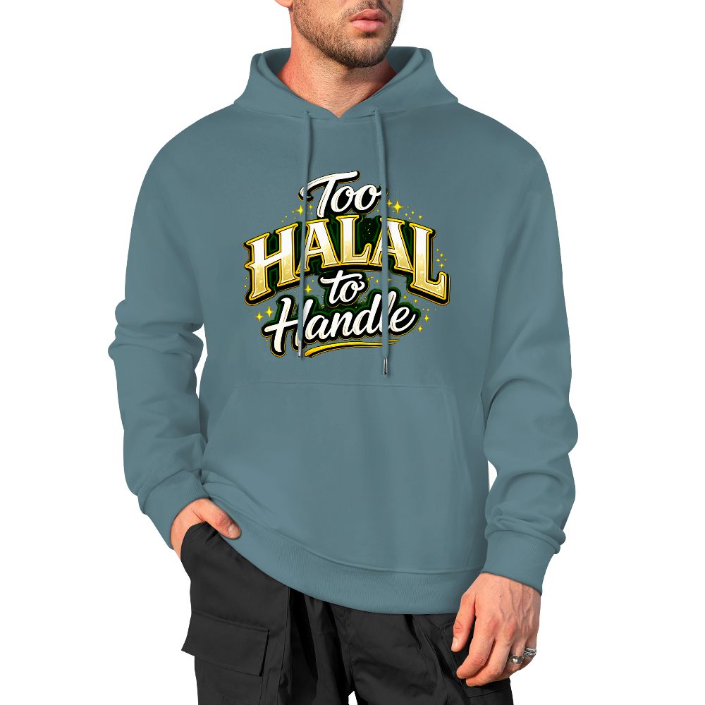 mens-cotton-hoodie-with-too-halal-to-handle-funny-print-in-black-white-magenta-crimson-grey-navy-greyblue-apricot-bordeux-purple-dark-purple